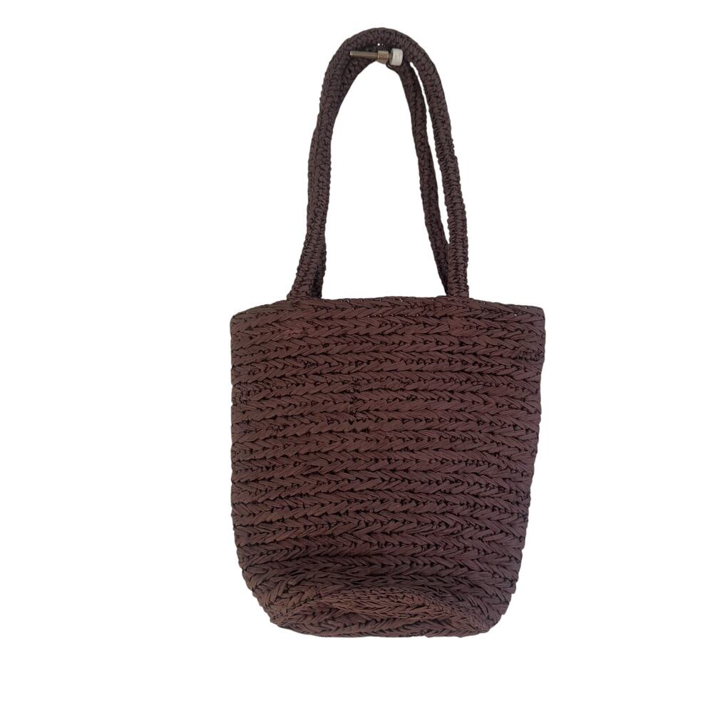 J. Crew Women's Malta Handwoven Straw Tote Bag Chocolate One Size NWT - Picture 5 of 11